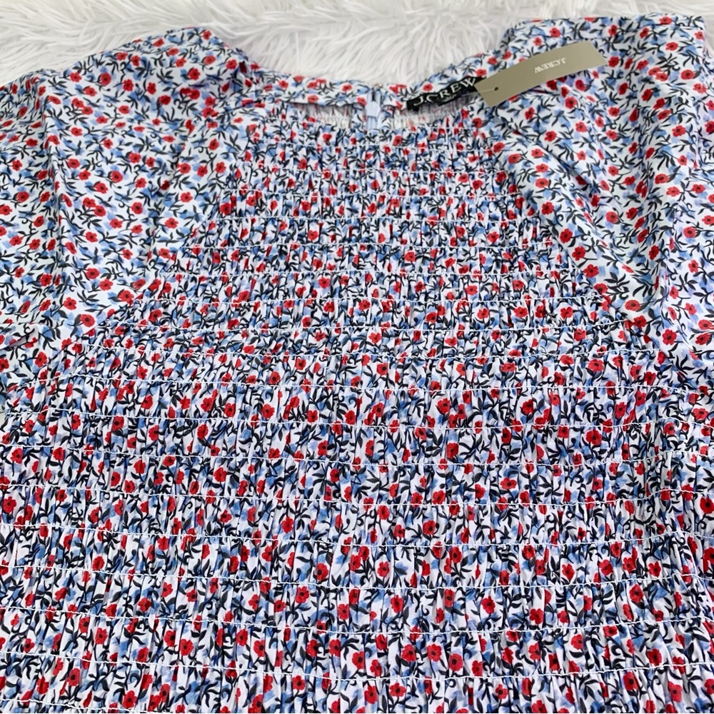 J. Crew NWT short sleeve Meadow midi smocked dress in poppy cotton poplin - Picture 5 of 9